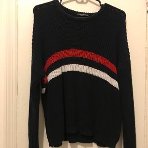 Brandy Melville Navy red white  striped sweater